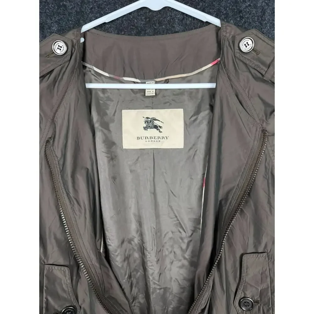 Burberry London Womens Olive Short Sleeve Zip Jacket Bolero Nova Check UK 10 US